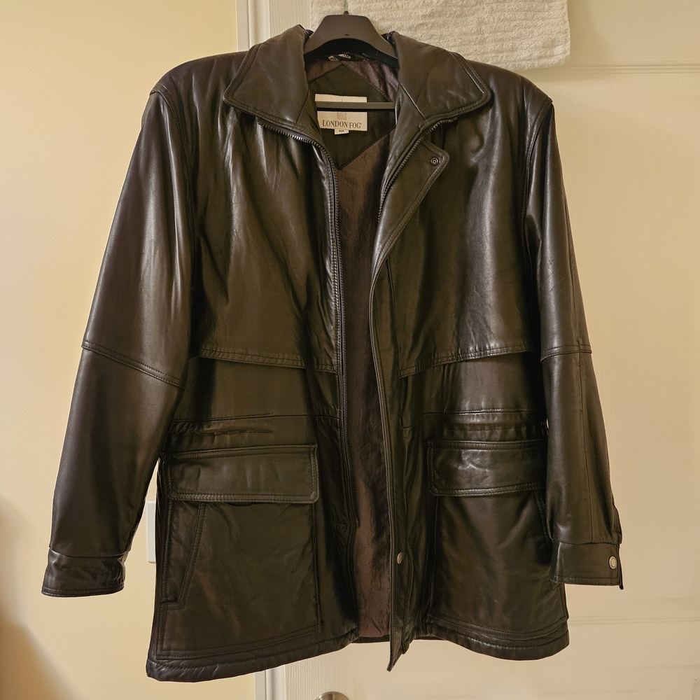 London Fog Men's Black Leather Jacket